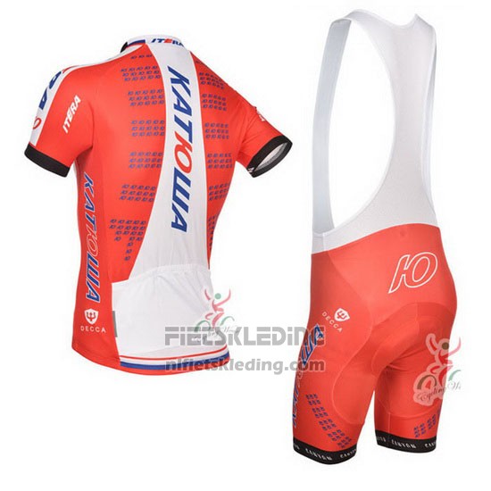 2014 Fietskleding Katusha Wit en Rood Korte Mouwen en Koersbroek